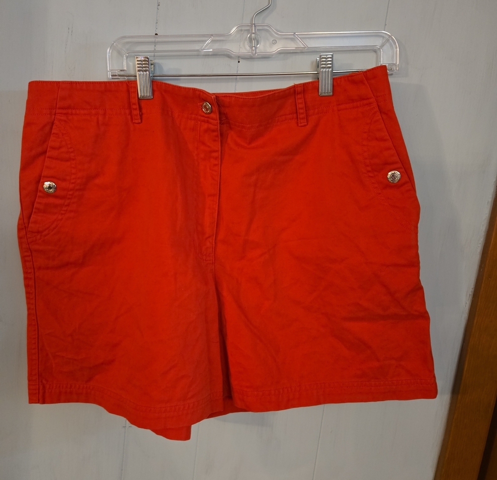 Lauren Ralph Lauren Bright Orange Bermuda Shorts with Button Accents